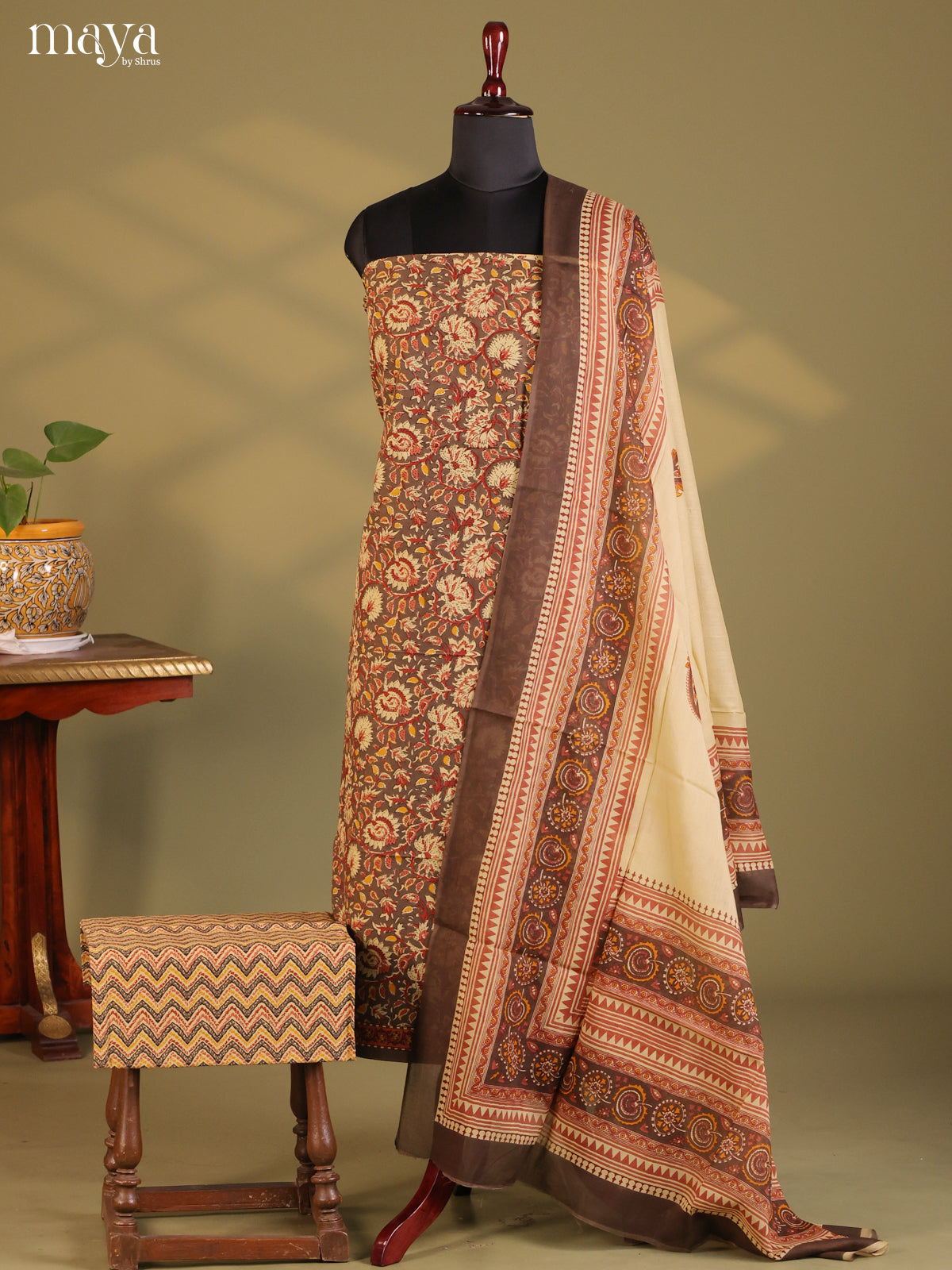 Brown & Cream - Cotton salwar