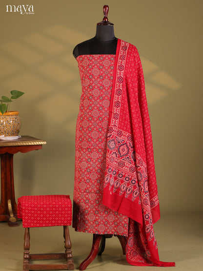 Red - Ajrakh Salwar Unstitch