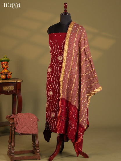 Maroon & Onion Peel- Bandhini salwar Unstitch