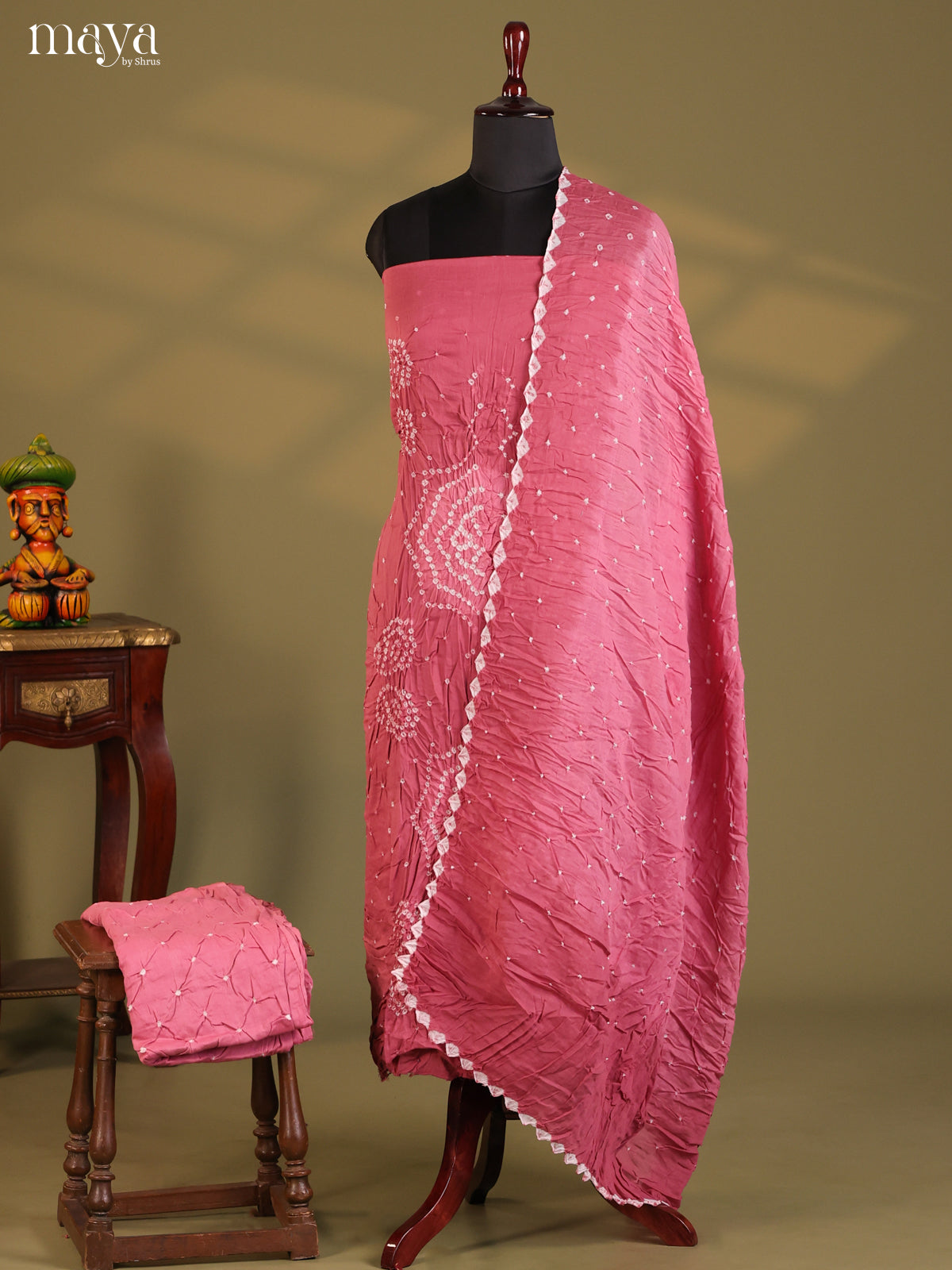Onion PInk- Bandhini salwar Unstitch