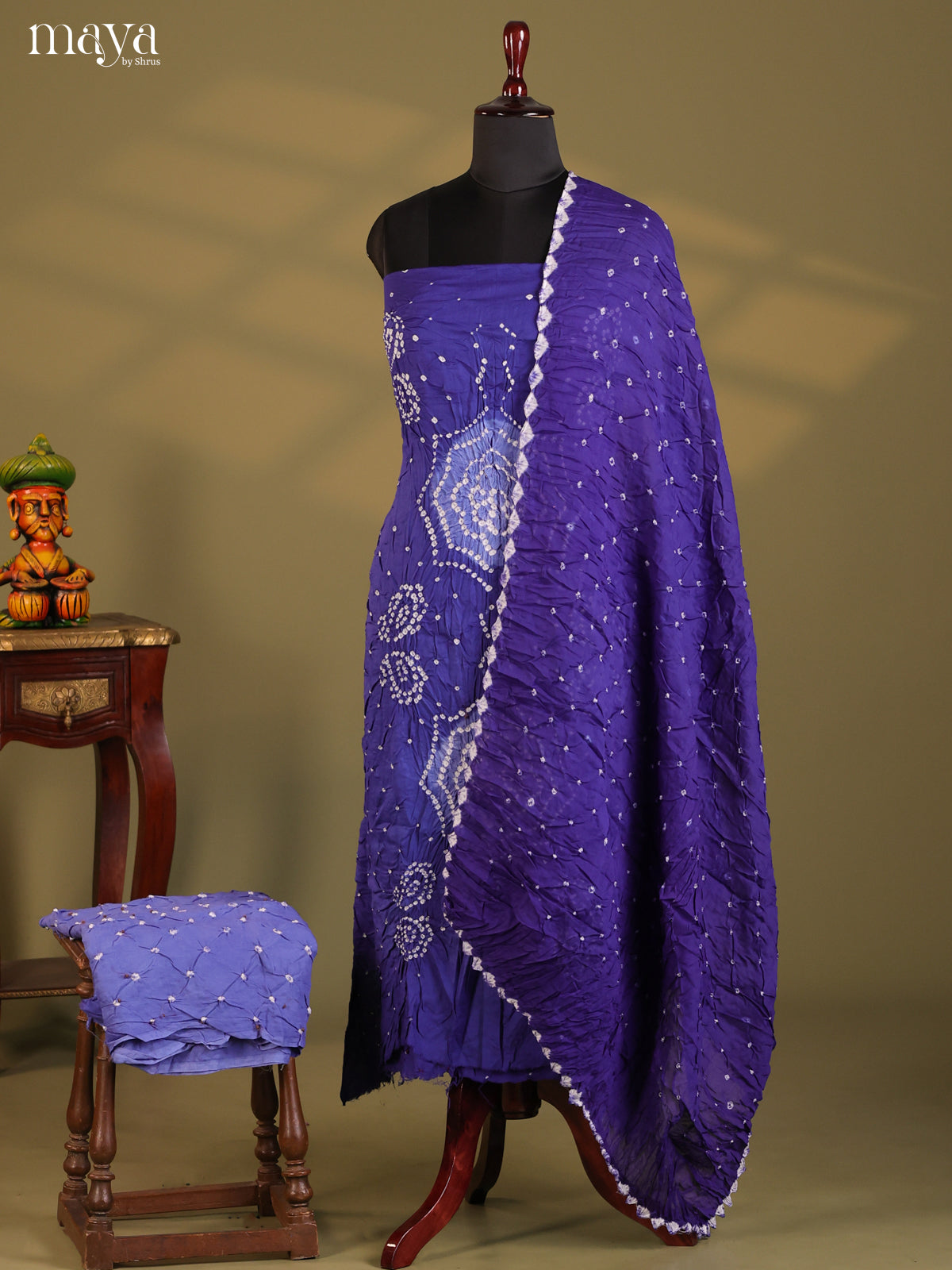 Blue - Bandhini salwar Unstitch