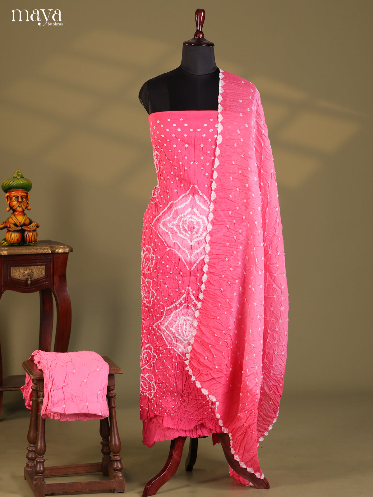 Pink - Bandhini salwar Unstitch