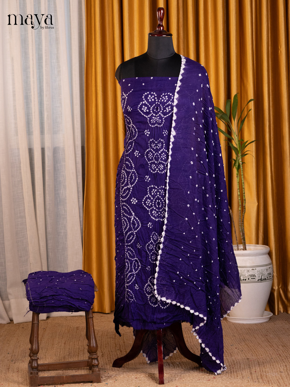 Blue - Bandhini salwar Unstitch