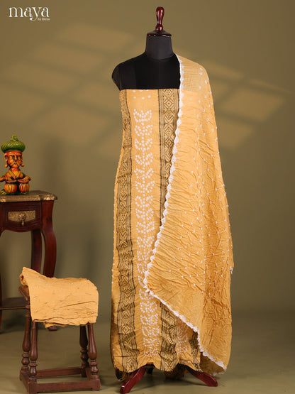 Beige - Bandhini salwar Unstitch