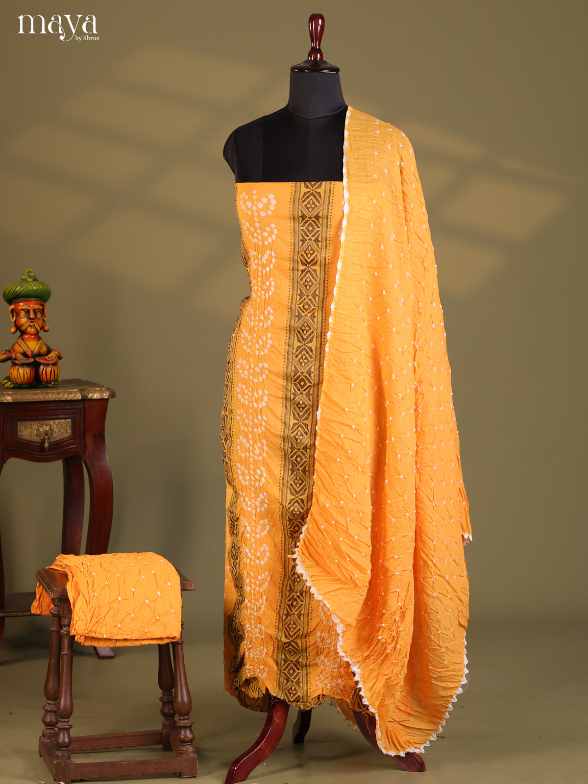 Mustard - Bandhini salwar Unstitch