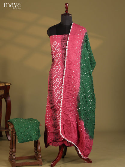 Maroon & Green - Bandhini salwar Unstitch