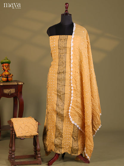 Beige - Bandhini salwar Unstitch