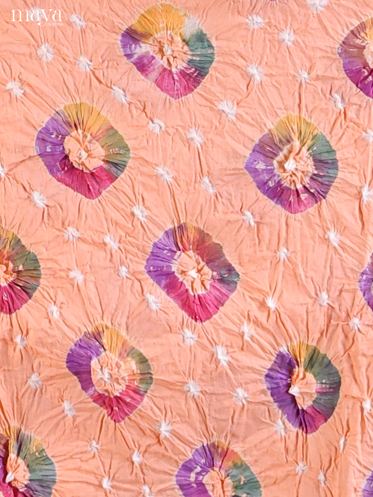 Peach & Blue - Bandhini salwar Unstitch