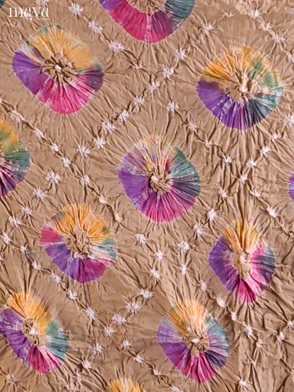 Beige & Pink - Bandhini salwar Unstitch