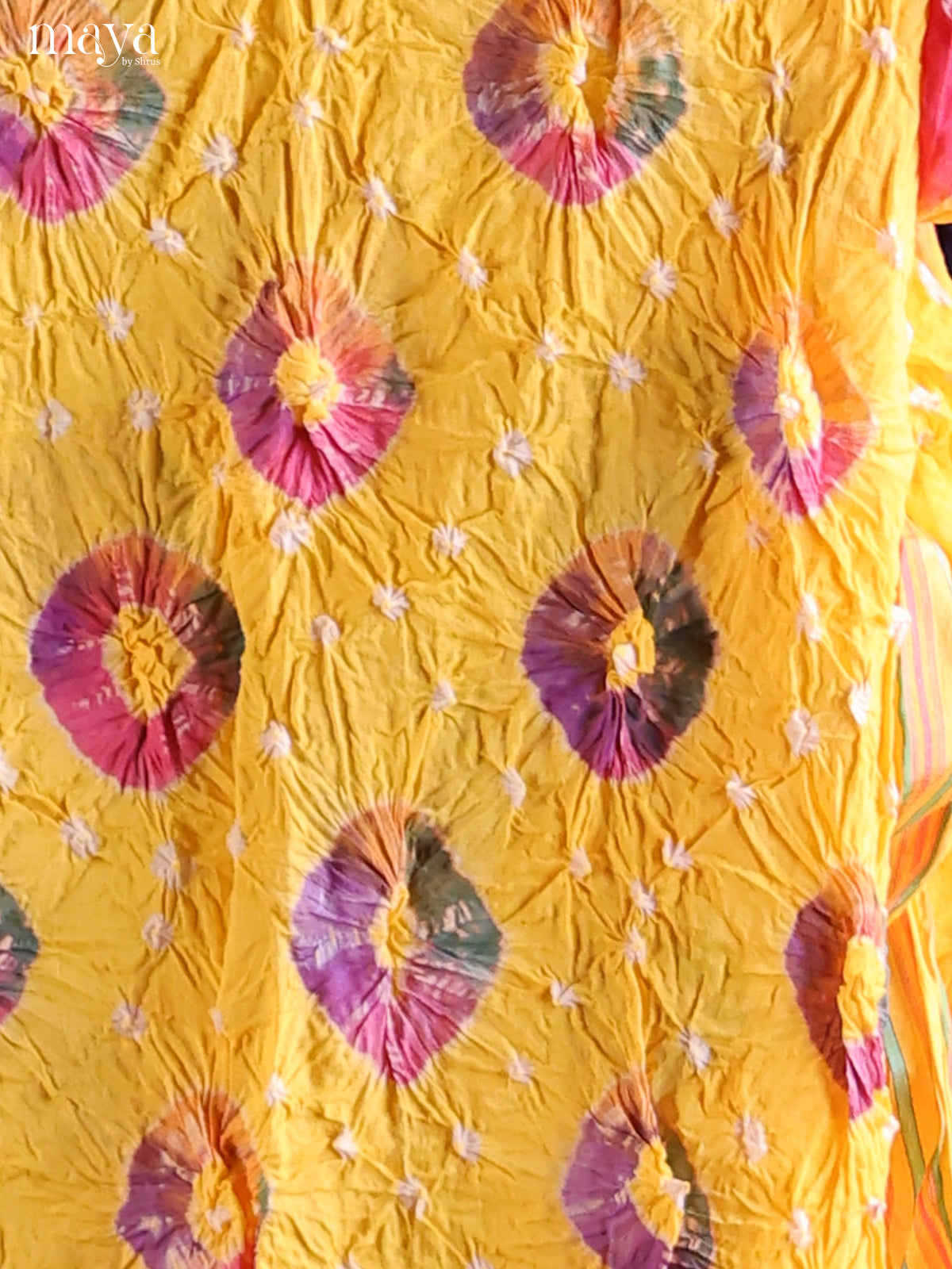 Yellow & Pink - Bandhini salwar Unstitch