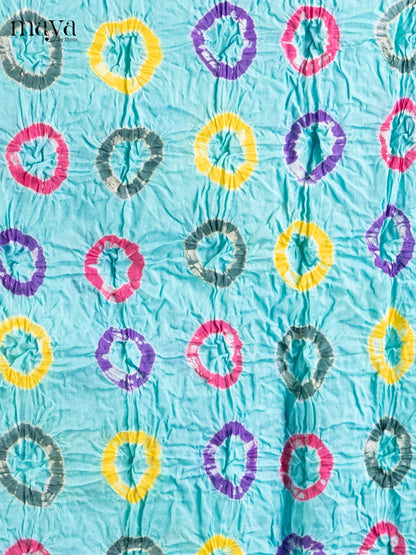 Teal & Peach - Bandhini salwar Unstitch