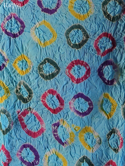 Sky Blue & Yellow - Bandhini salwar Unstitch