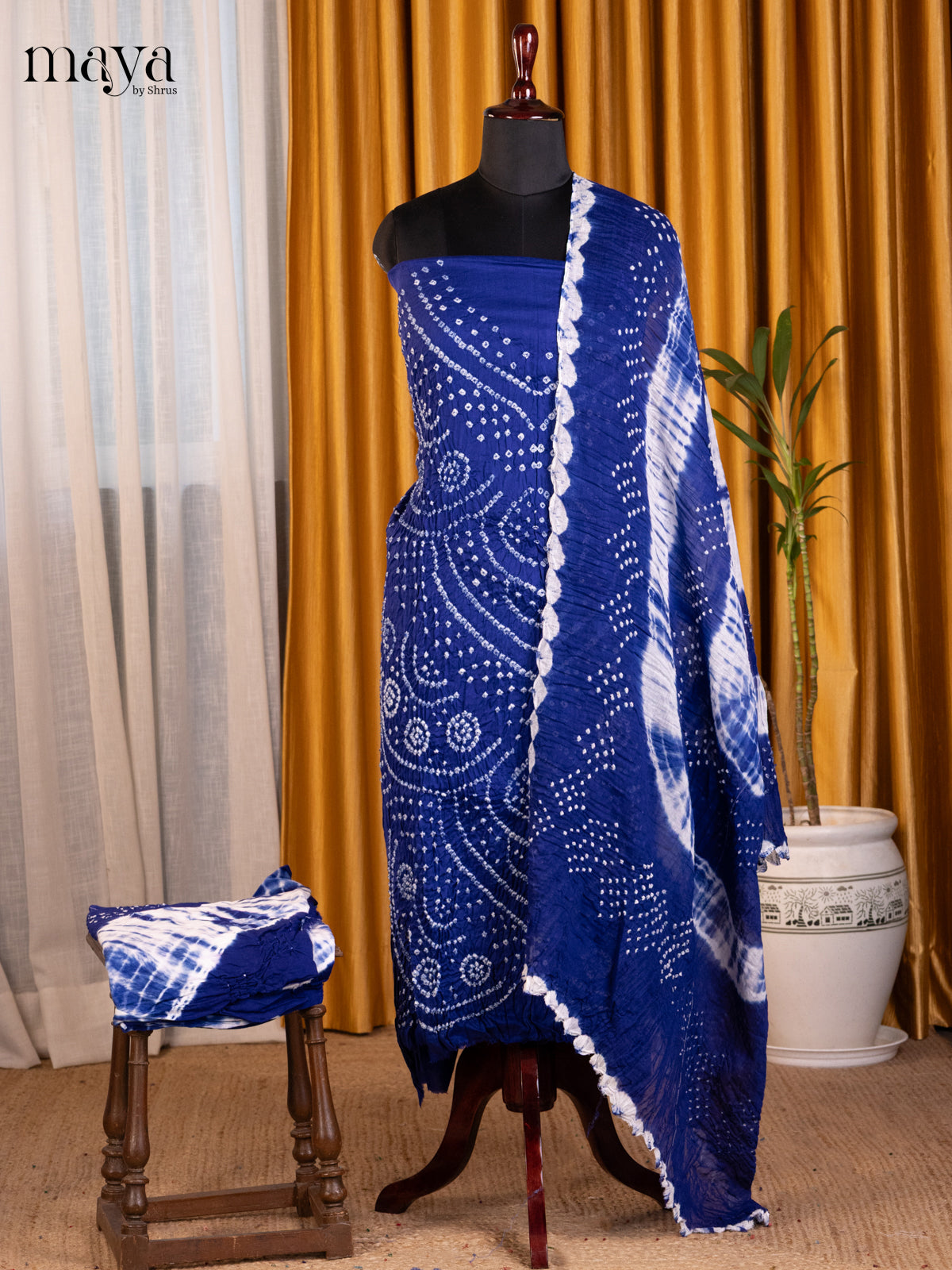 Blue - Bandhini salwar Unstitch