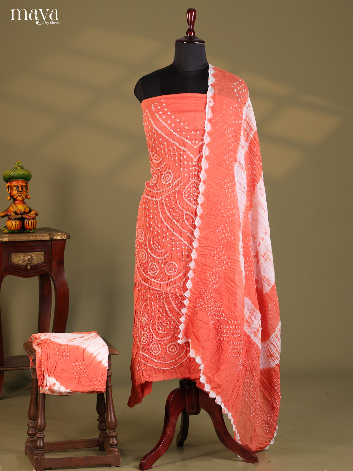 Orange - Bandhini salwar Unstitch
