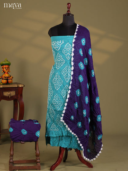 Sky Blue & Blue - Bandhini salwar Unstitch