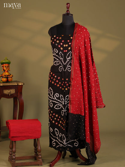 Black & Red - Bandhini salwar Unstitch