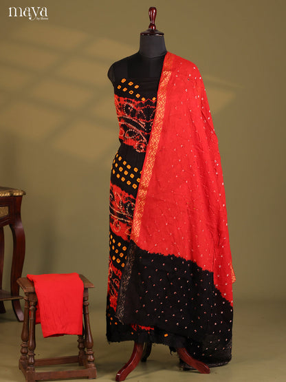 Black & Red - Bandhini salwar Unstitch