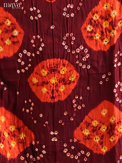 Maroon & Orange - Bandhini salwar Unstitch