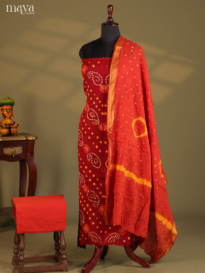 Red & Orange- Bandhini salwar Unstitch