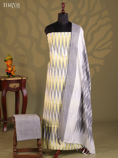 Yellow & Grey- Ikkat Salwar Unstitch