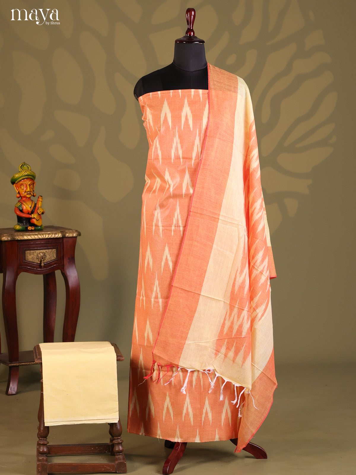 Peach & Cream- Ikkat Salwar Unstitch