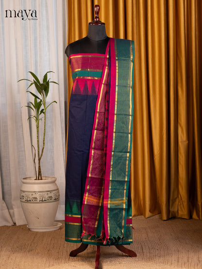 Blue & Green - chettinad top & dupatta combo
