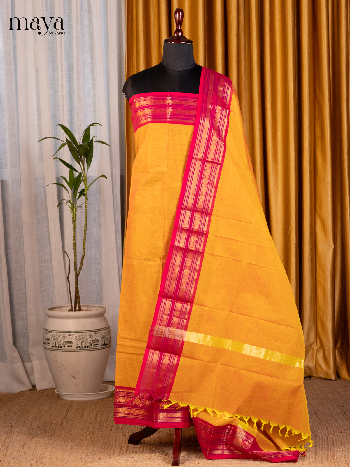 Mustard & Pink - chettinad top & dupatta combo