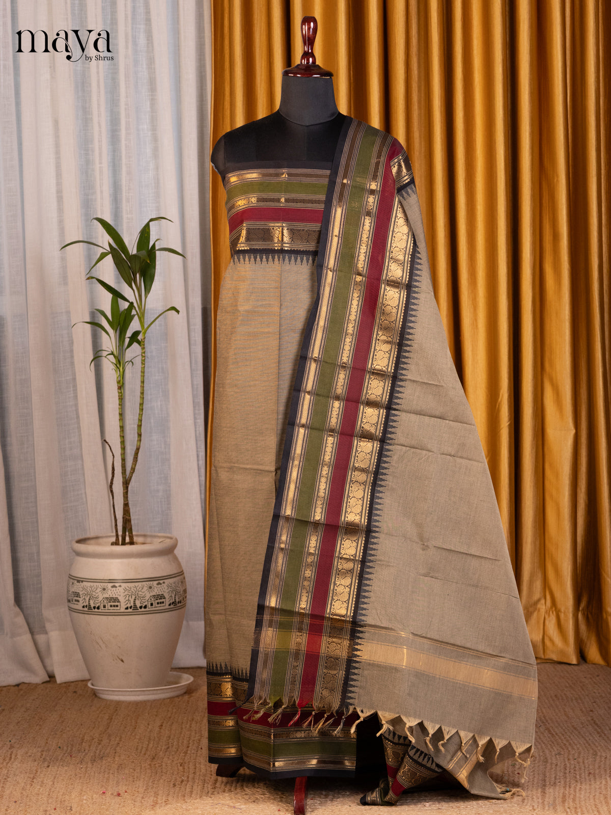 MDE07028 - chettinad top & dupatta combo