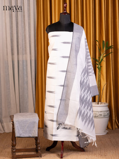 White & Grey- Ikkat Salwar Unstitch