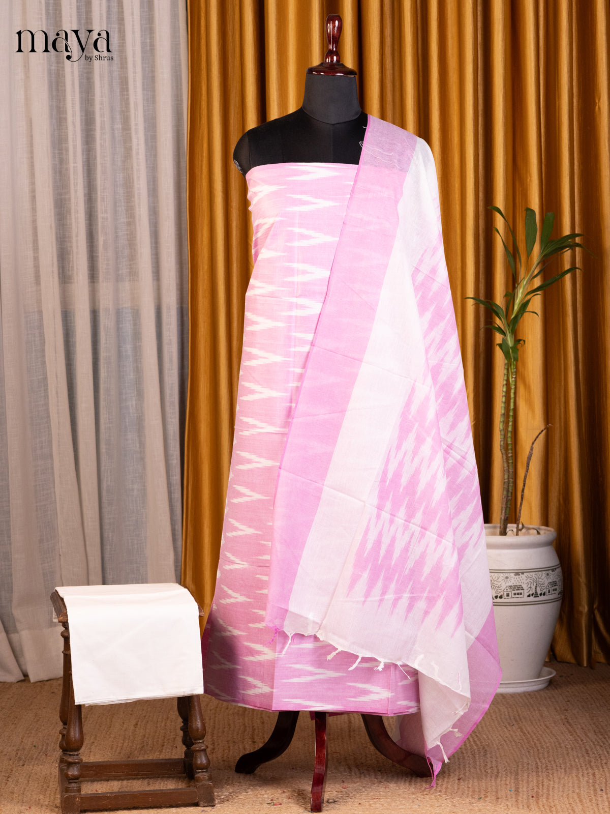 Pink & White - Ikkat Salwar Unstitch
