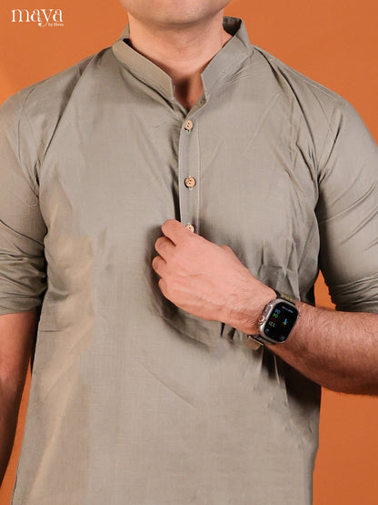 Pastel Green Rayon Solid Short Men Kurta