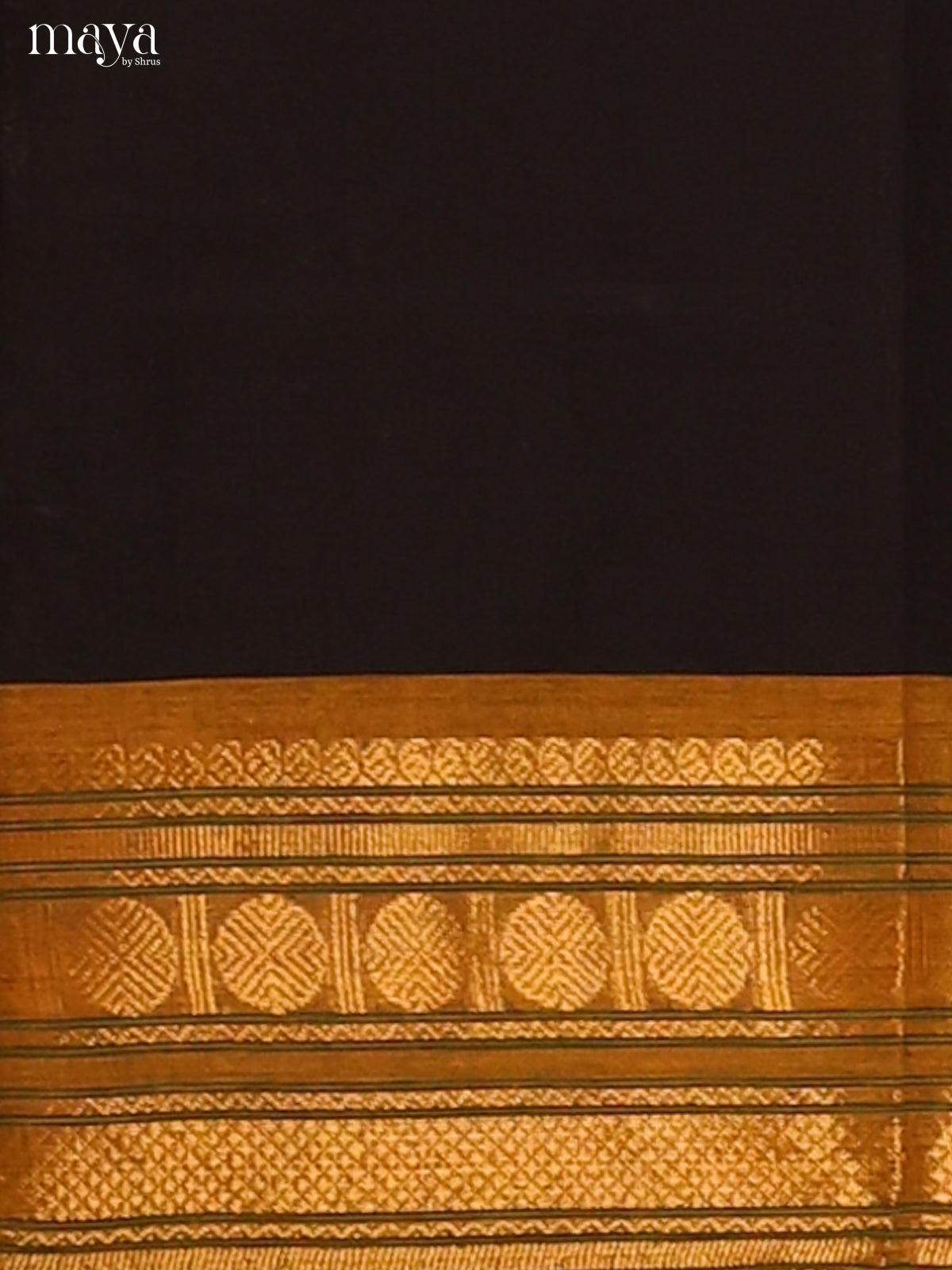 Black Chettinad Cotton  Dupatta with mustard zari border