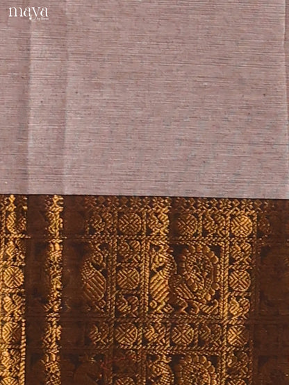 Grey Chettinad Cotton Dupatta with black zari border