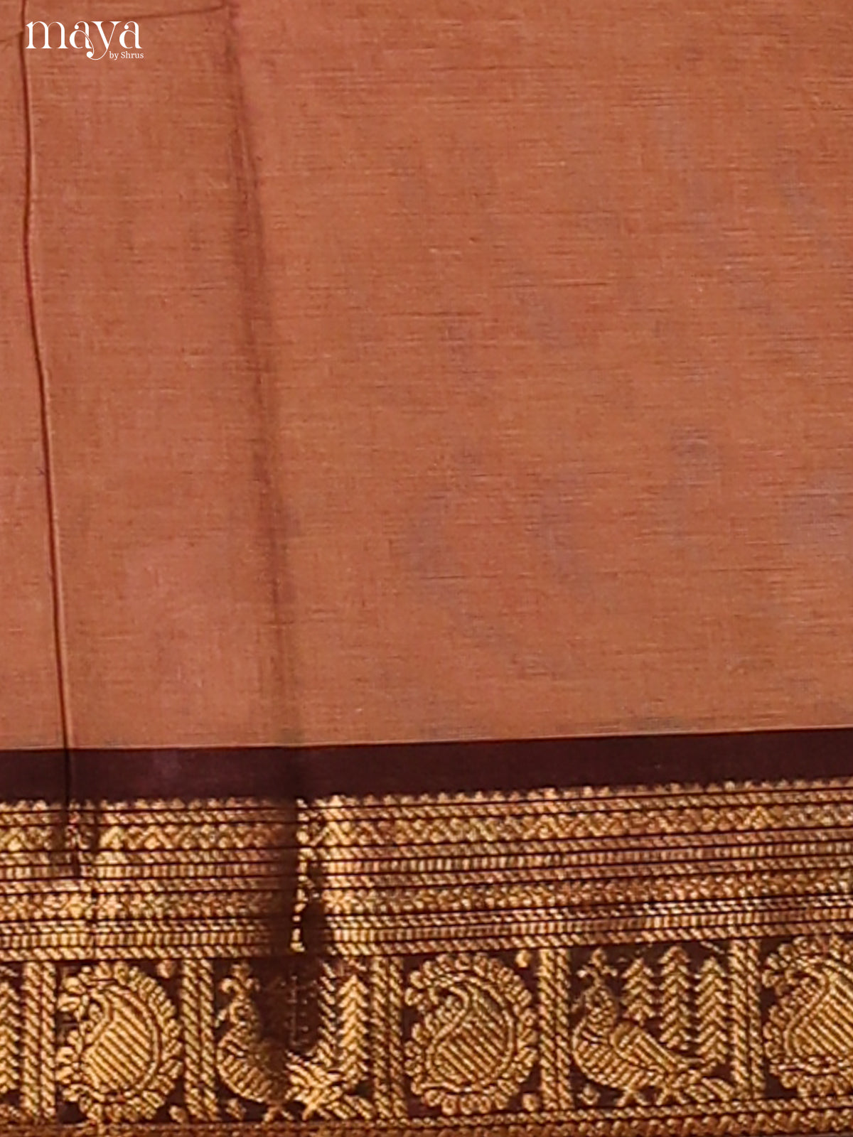 Beige Chettinad Cotton Dupatta with Brown zari Border