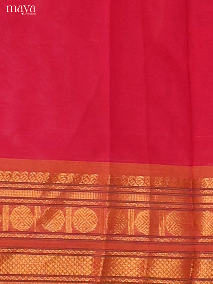 Pink Chettinad Cotton Dupatta with contrast zari border