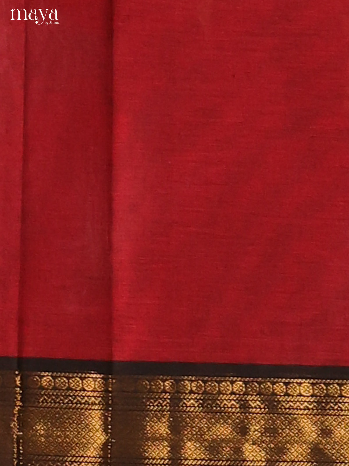 Red Chettinad Cotton Dupatta with green zari border