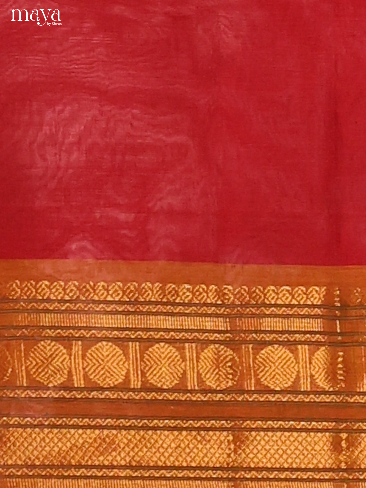 Red Chettinad Cotton Dupatta with Brick zari border