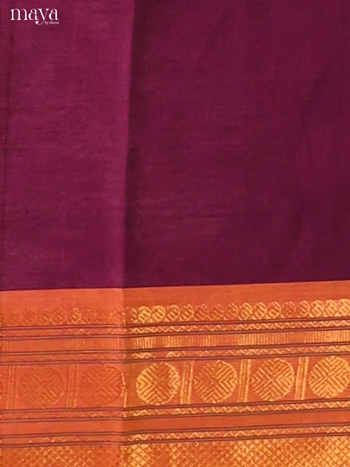 Purple Chettinad Cotton  Dupatta with orange zari border