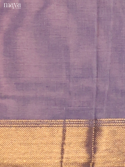Lavender Chettinad Cotton Dupatta with thread buttas , zari border