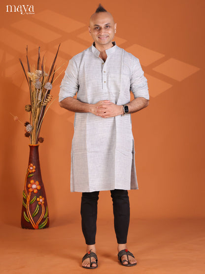 Light Blue Cotton Plain Long Kurta