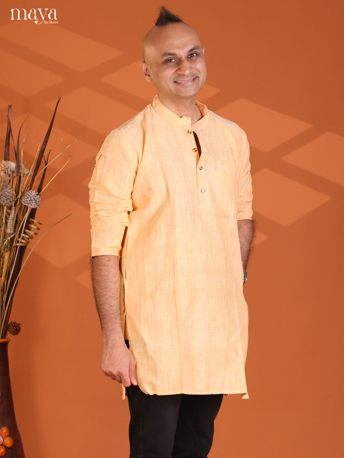 Sandal Cotton Solid Short Kurta