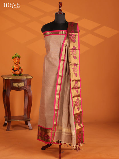 Grey & Pink - chettinad top & dupatta combo