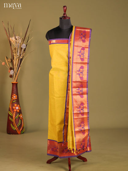 Yellow & Purple- chettinad top & dupatta combo