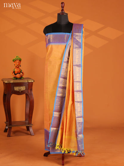 Mambala Yellow & Blue- chettinad top & dupatta combo