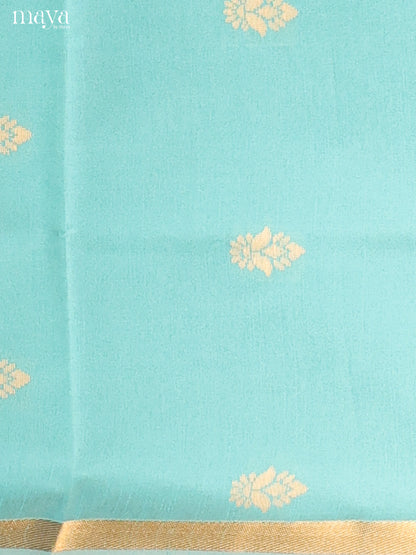 Pastel Blue & peach- Semi rawsilk salwar