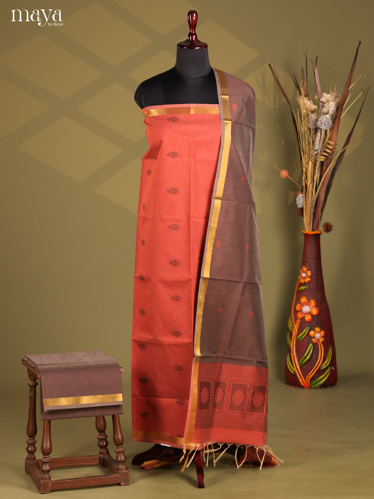 Red - Semi rawsilk salwar