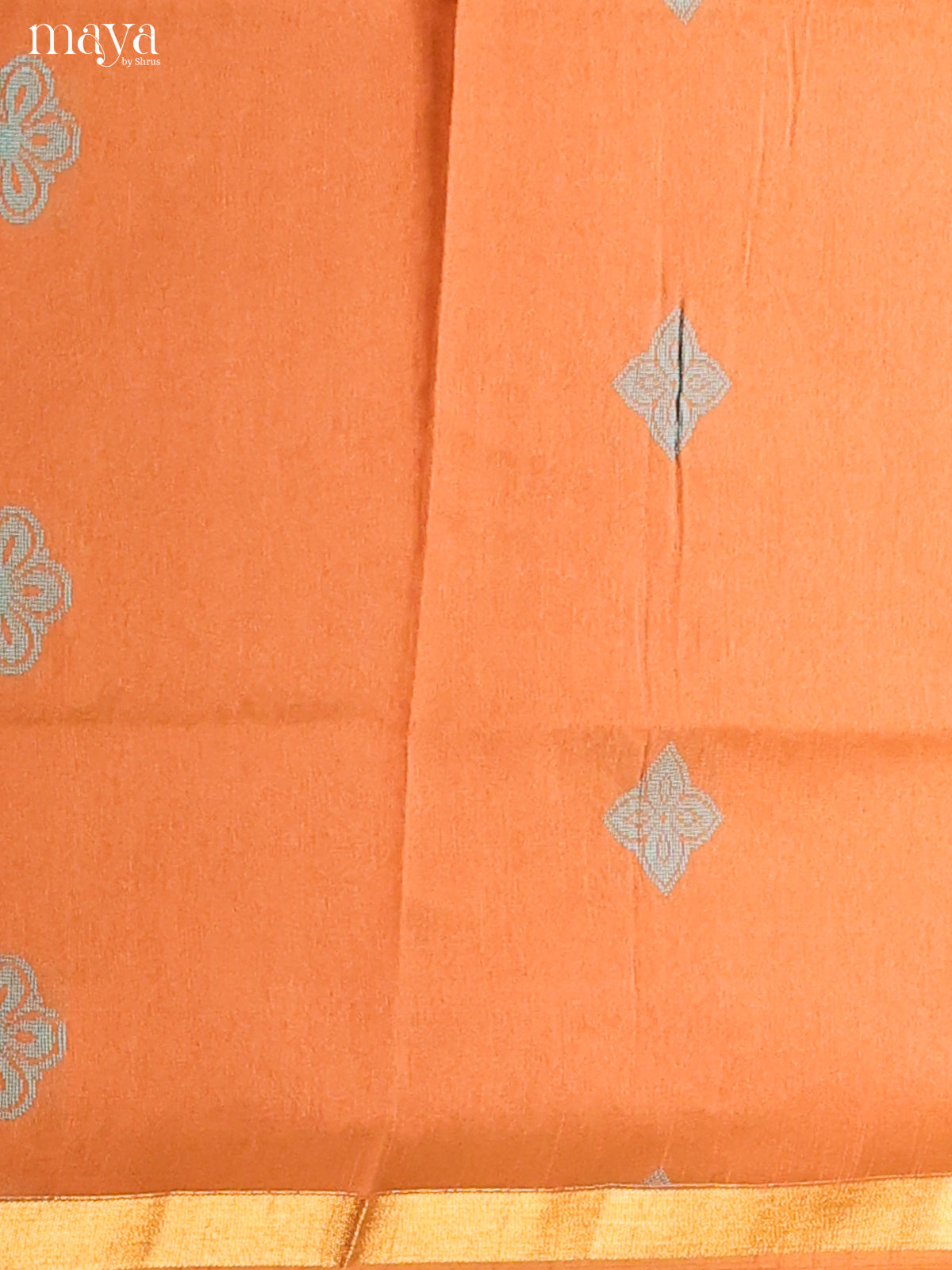 Orange & Pastel Blue - Semi rawsilk salwar
