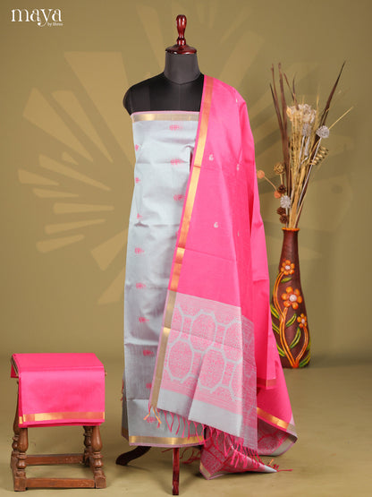 Grey & Pink - Semi rawsilk salwar