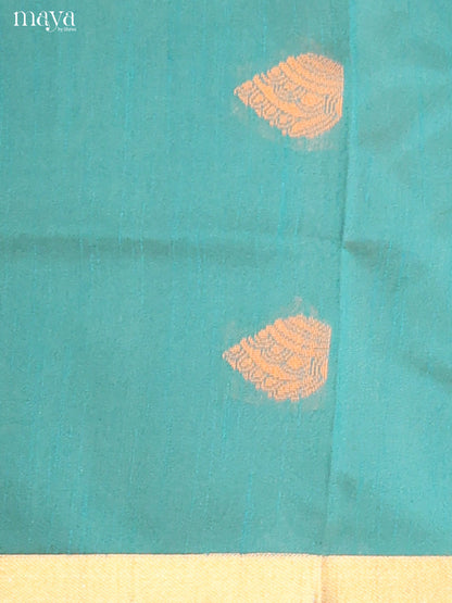 Blue & Peach - Semi rawsilk salwar