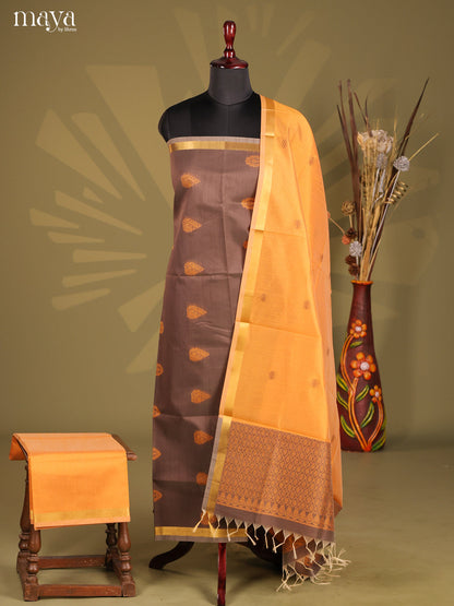 Grey & Peach - Semi rawsilk salwar
